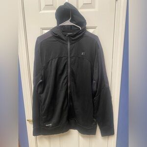 RUSSELL KNIT BLACK w/ GREY TRIM DRI-POWER TRACK JACKET L)42-44)